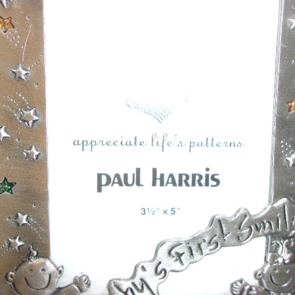 H-467 PAUL HARRIS PEWTER BABY'S FIRST SMILE PICTURE FRAME 3.5X5 SIZE - Picture 4 of 7